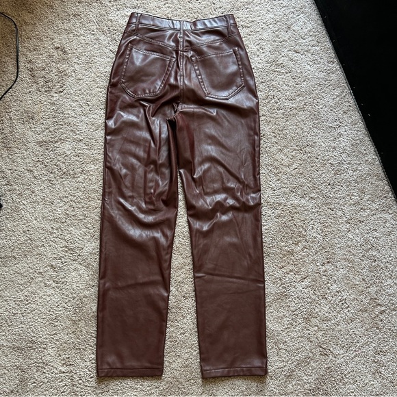 Abercrombie & Fitch Criss-Cross Waistband Vegan Leather 90s Straight Pants 26/2 - Picture 3 of 13